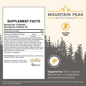 Gélules de Mountain Peak Nutritionals Complément Alimentaire Foie C sur fond blanc
