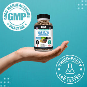 Gélules de mousse de mer Kaya Naturals avec étiquette
