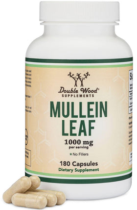 Gélules de Mullein Leaf de Double Wood, 1000mg, 180 capsules, vue de face