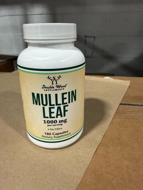 Gélules de Mullein Leaf de Double Wood, 1000mg, avec des ingrédients naturels en arrière-plan