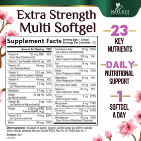 Gélules de multivitamines Nature's Nutrition pour femmes, vue de près
