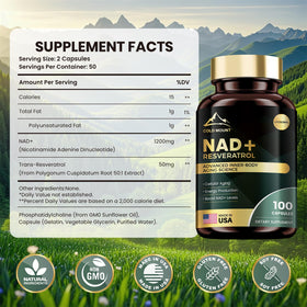 Gélules de NAD+ liposomal sur un fond blanc