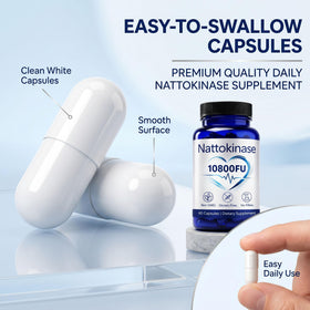 Gélules de Nattokinase 10800 FU sur fond blanc