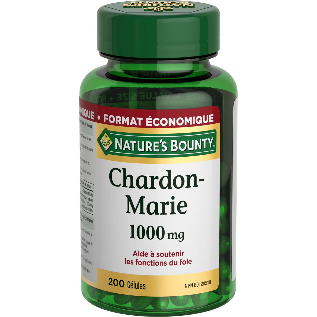 Gélules de Nature's Bounty Chardon-Marie sur une surface blanche