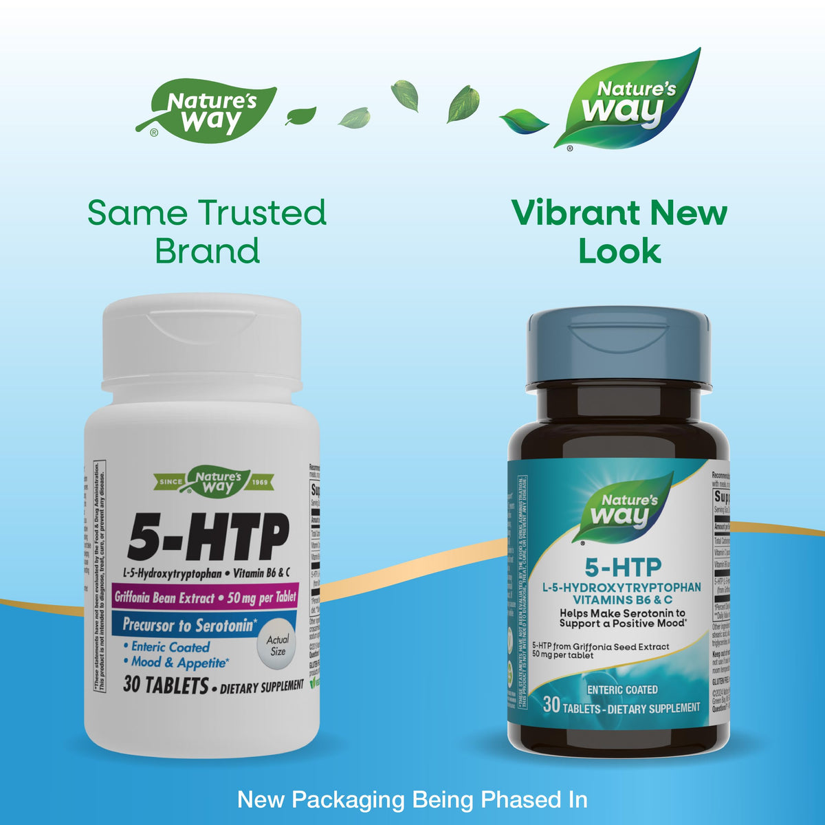 Gélules de Nature's Way 5-HTP sur fond blanc