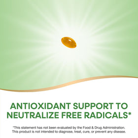 Gélules de Nature's Way Vitamine E D-Alpha Tocophérol sur fond blanc