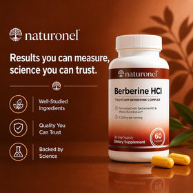 Gélules de Naturonel Berbérine HCl sur fond blanc