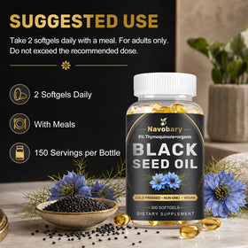 Gélules de Navobary Huile de Nigelle avec étiquette et dosage
