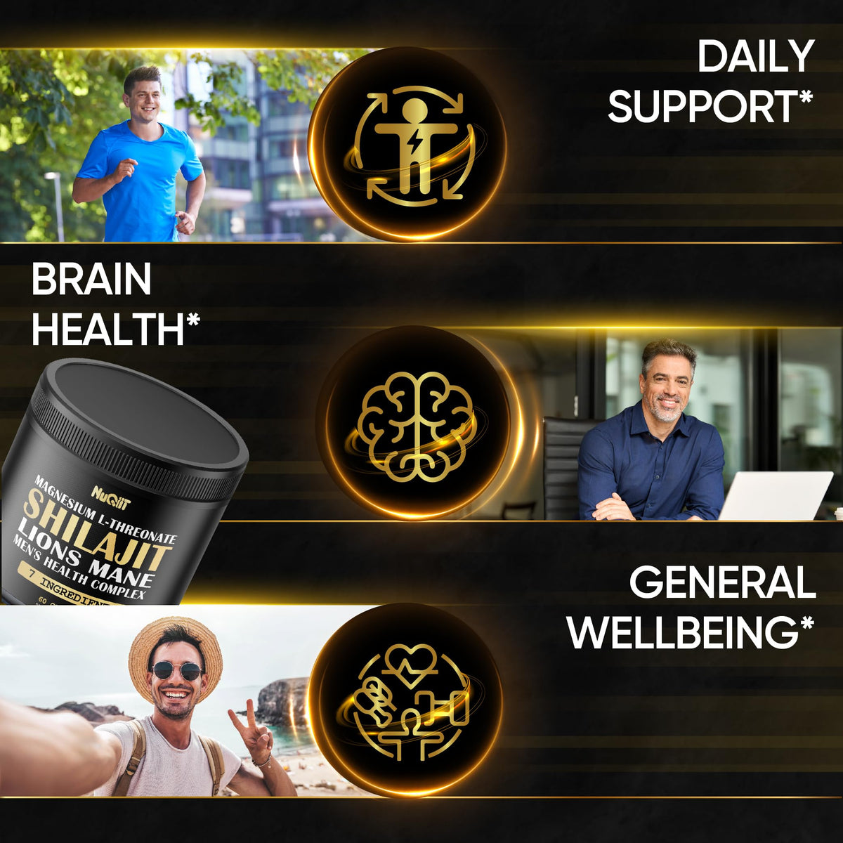 Gélules de NUQIIT Shilajit avec un verre d'eau