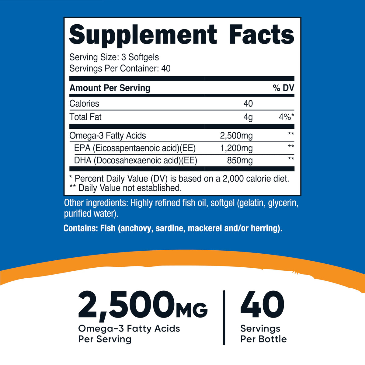 Gélules de Nutricost Omega 3 sur un fond blanc