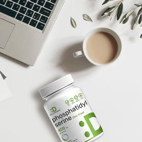 Gélules de phosphatidylsérine 400mg sur une table en bois