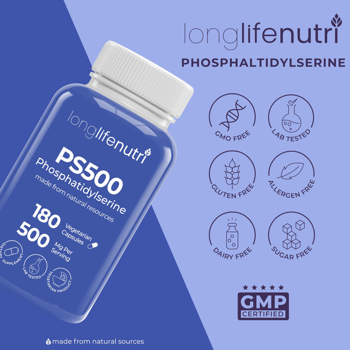 Gélules de Phosphatidylserine Pure 500mg dans un environnement naturel