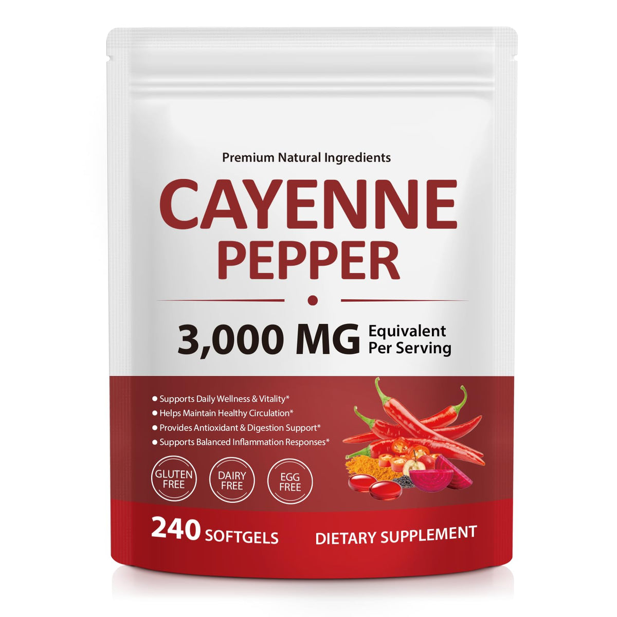 Gélules de piment de cayenne RSGRT en sachet de 240 unités