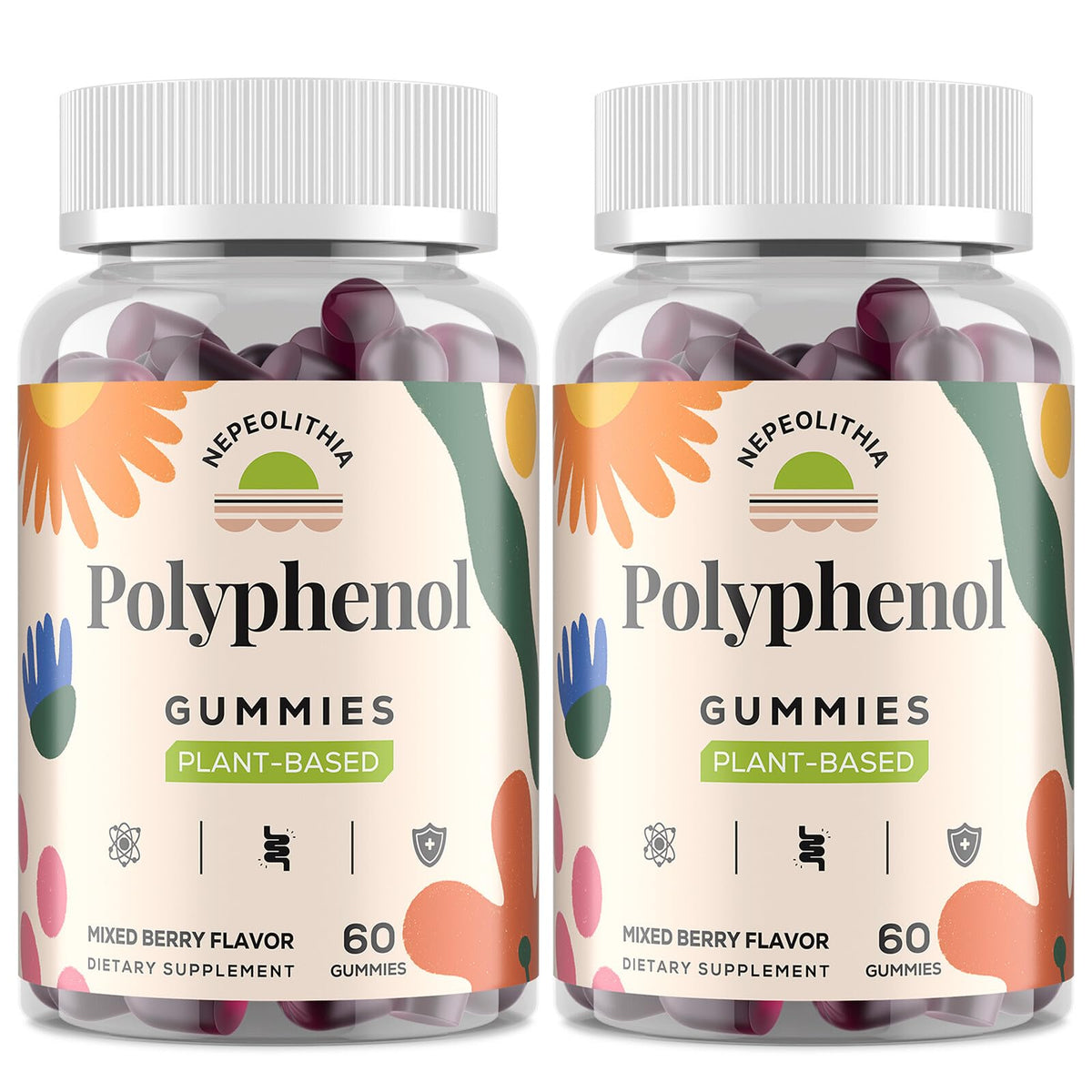 Gélules de polyphénols Nepeolithia 120 gummies saveur baie en vue de face