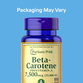 Gélules de Puritan's Pride Beta Carotène en gros plan