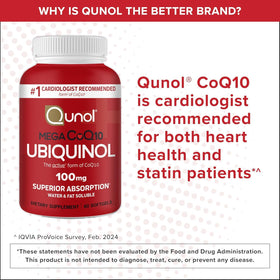 Gélules de Qunol CoQ10 Ubiquinol 100mg sur fond blanc
