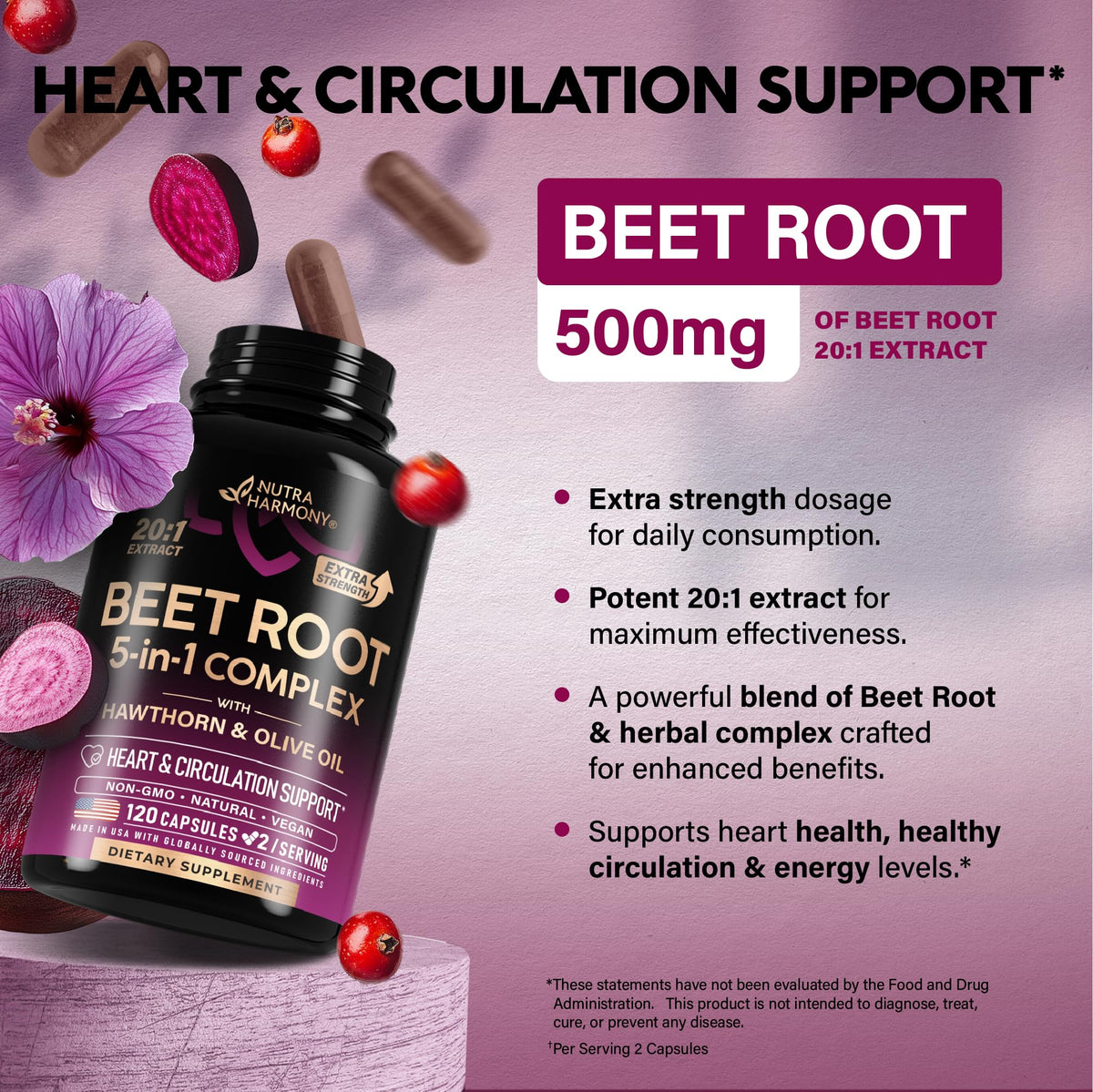 Gélules de Racine de Betterave NUTRAHARMONY en main