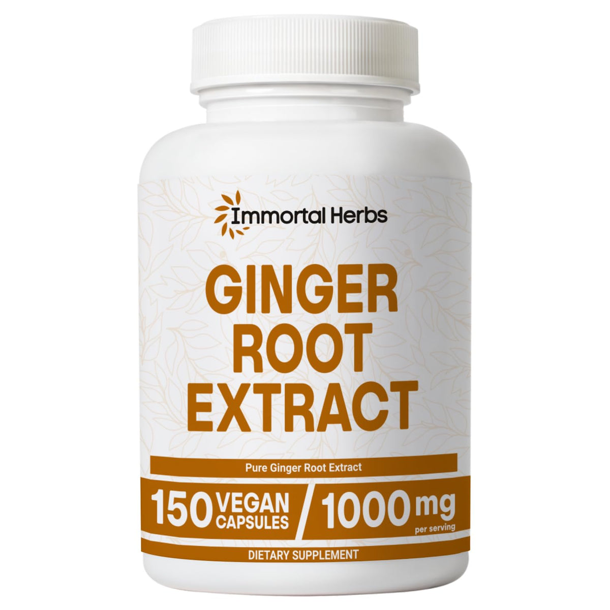 Gélules de racine de gingembre Immortal Herbs 1000mg vue de face