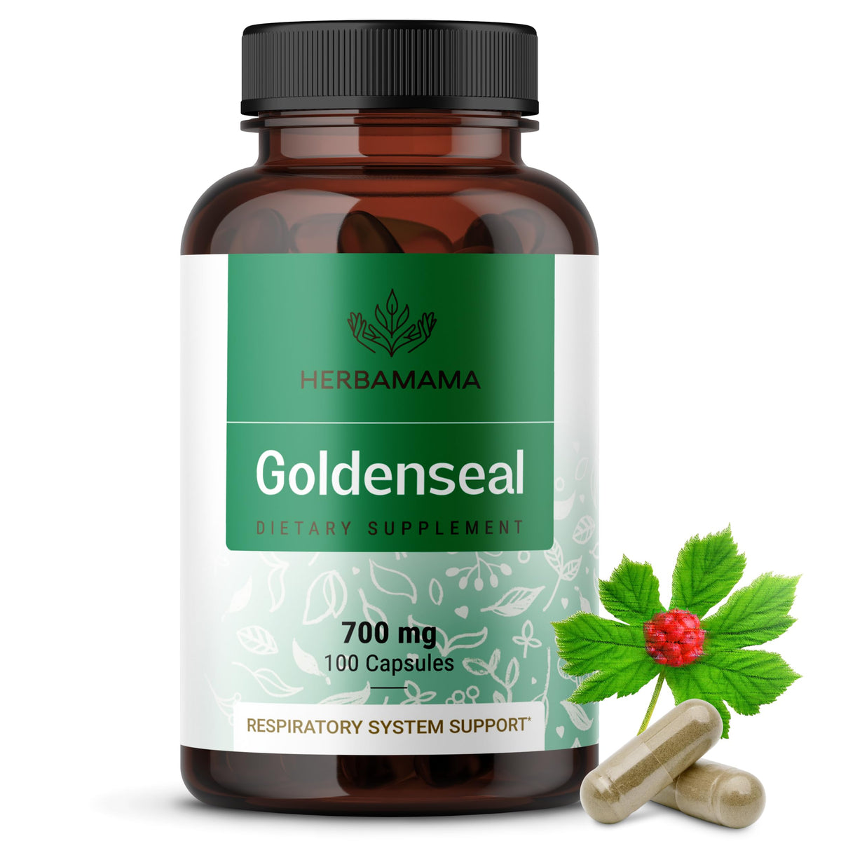 Gélules de racine de Goldenseal HERBAMAMA vue de face