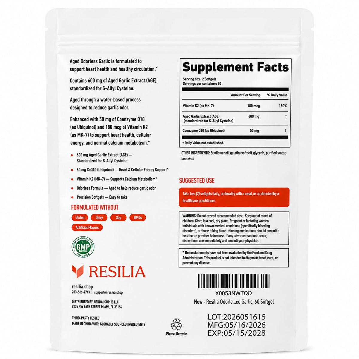 Gélules de Resilia Extrait de Ail Vieilli sur une table