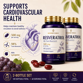 Gélules de resvératrol WONDER FAMILY 500mg dans un verre