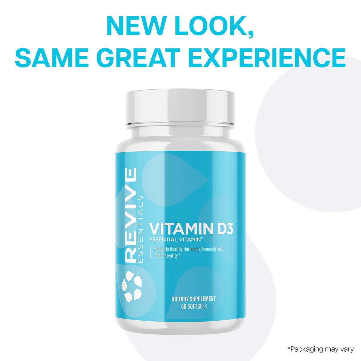Gélules de Revive Vitamine D3 sur une table en bois