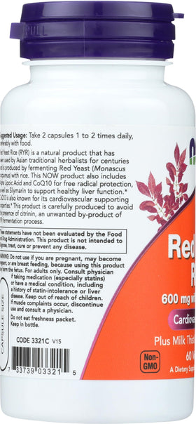 Gélules de Riz de Levure Rouge NOW Foods en gros plan
