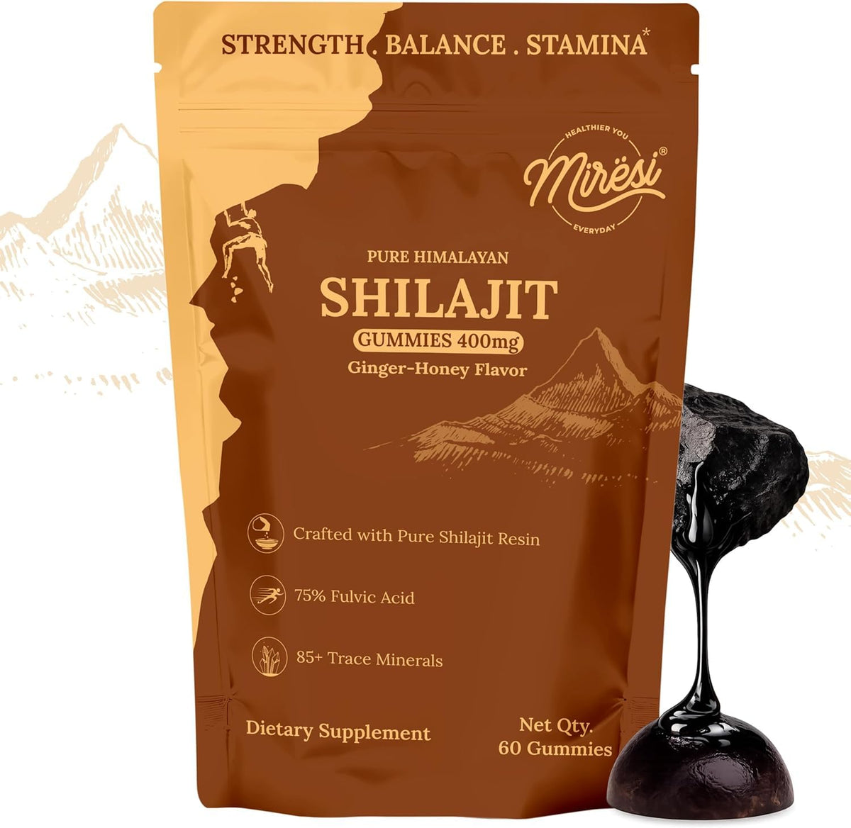 Gélules de Shilajit Miresi au goût de tamarind, 60 comprimés, emballage avant
