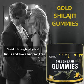 Gélules de Shilajit Newrish, en main, avec un fond nature