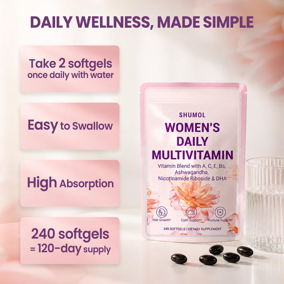 Gélules de Shumol Multivitamines Femmes en gros plan