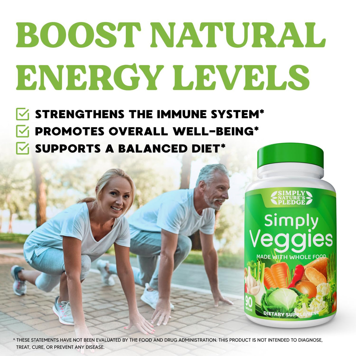 Gélules de Simply Nature's Pledge Superfood sur fond blanc