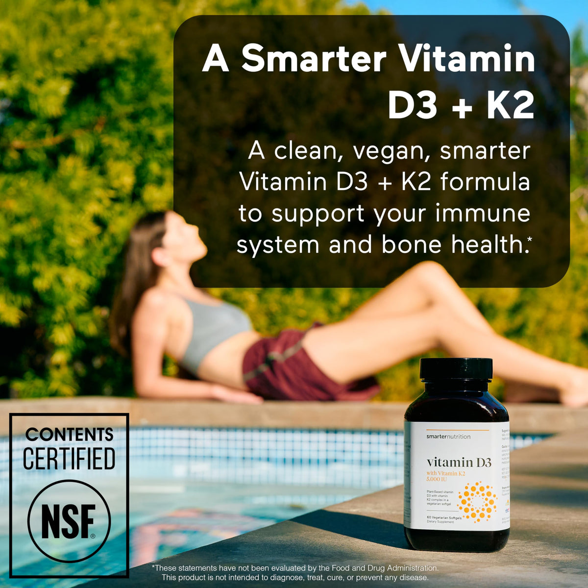 Gélules de SMARTERNUTRITION D3 K2 sur une surface blanche