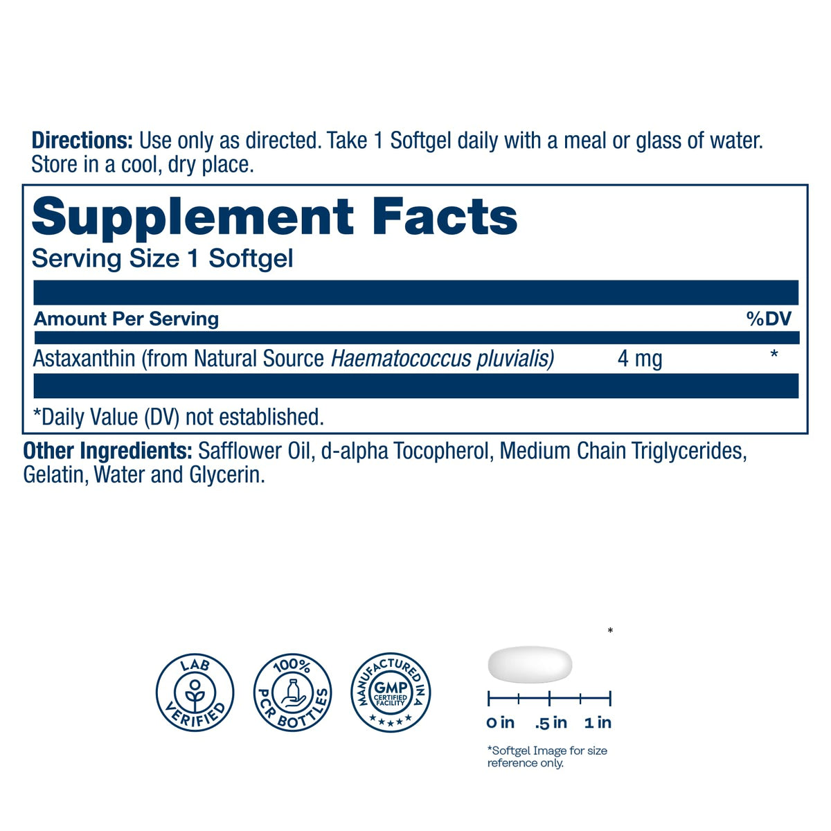 Gélules de SOLARAY Astaxanthin 4mg sur fond blanc
