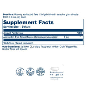 Gélules de SOLARAY Astaxanthin 4mg sur fond blanc