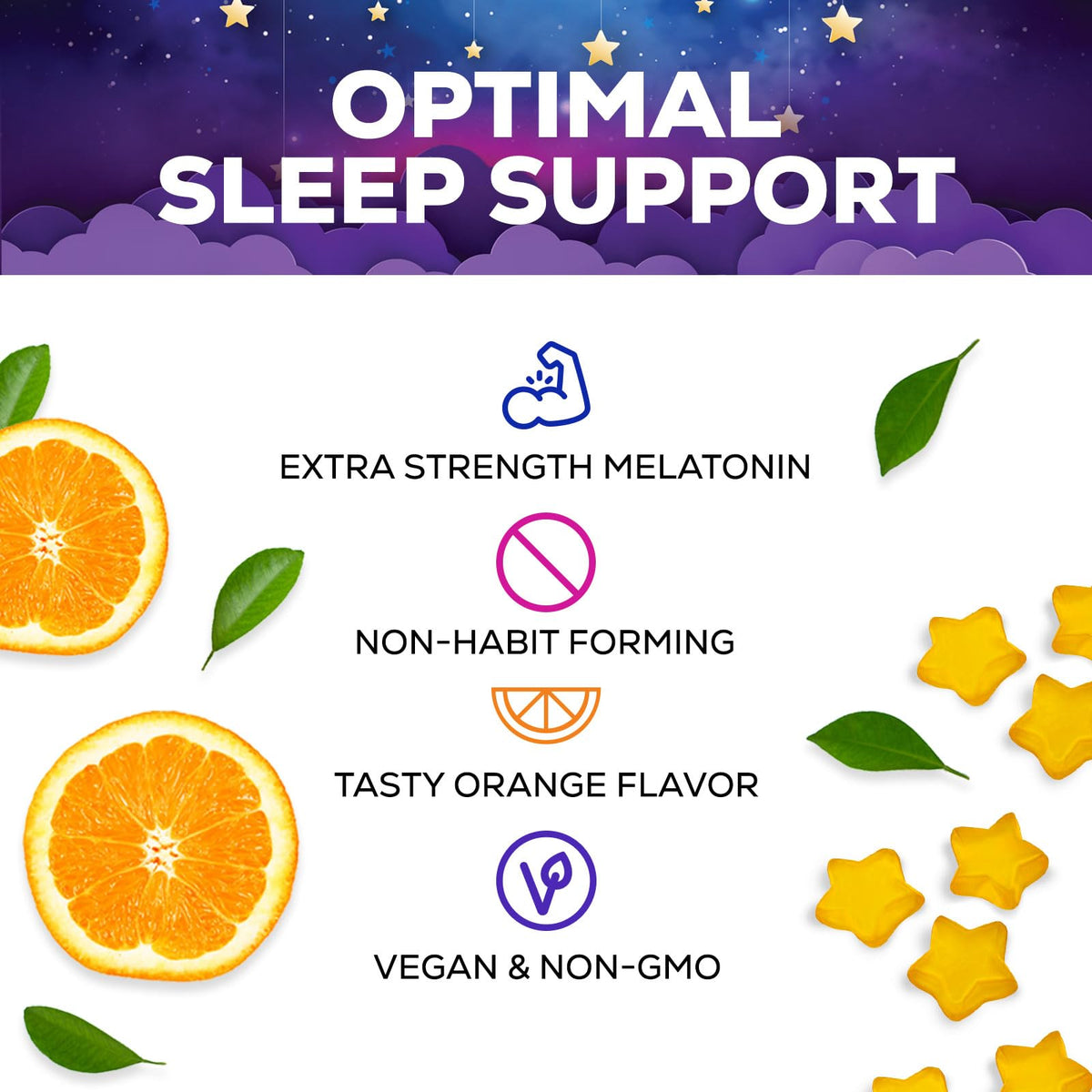 Gélules de sommeil Nature's Gummies avec ingrédients naturels en arrière-plan