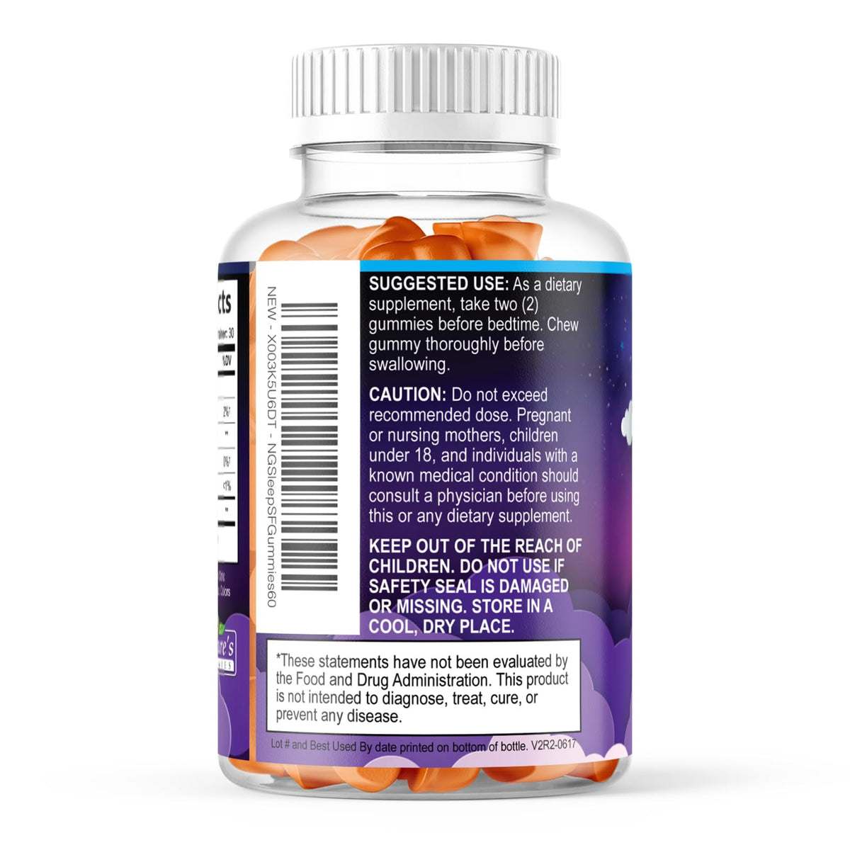 Gélules de sommeil Nature's Gummies en train d'être prises avec un verre