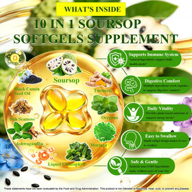 Gélules de Soursop 10 en 1 AMENQ hHEALTH, vue de près