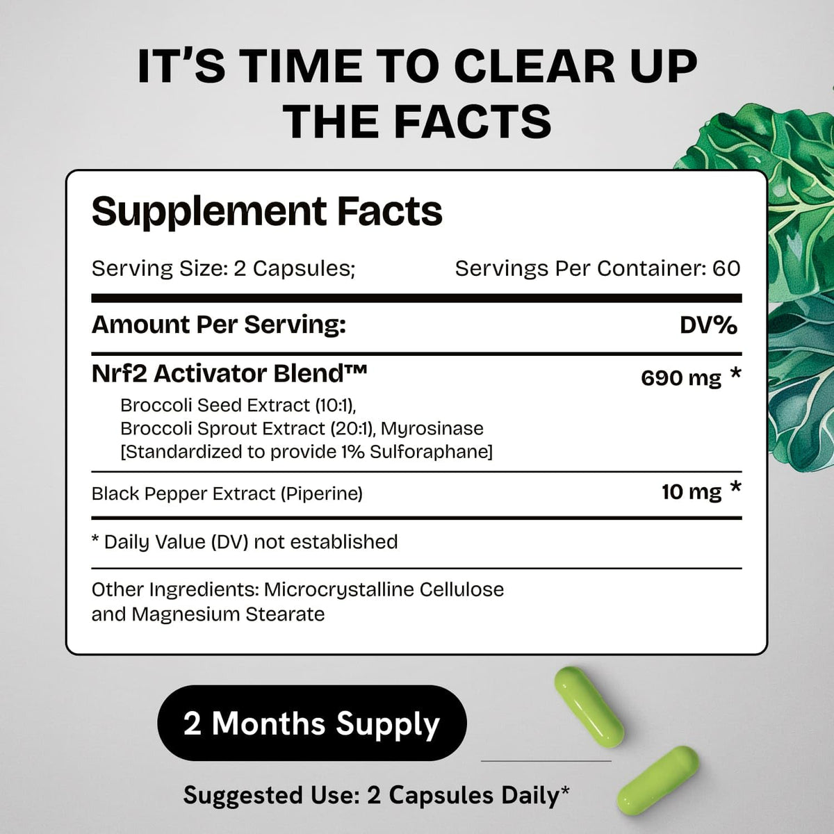 Gélules de Sulforaphane Bio sur une table