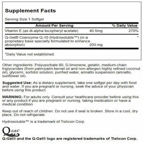 Gélules de Swanson CoQ10 Hydrosoluble 200 mg vue de près