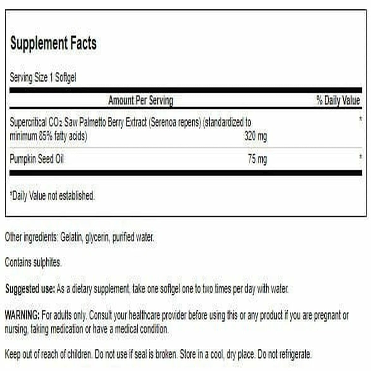Gélules de Swanson Saw Palmetto 320 mg sur une surface blanche