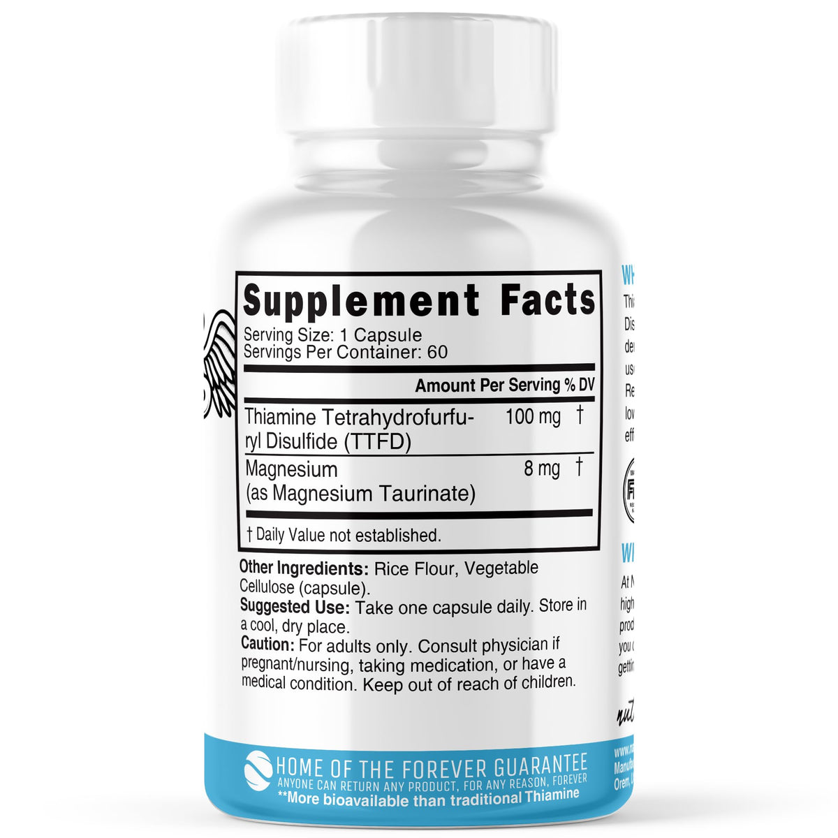 Gélules de Thiamine B1 100mg Nature's Fusions avec emballage