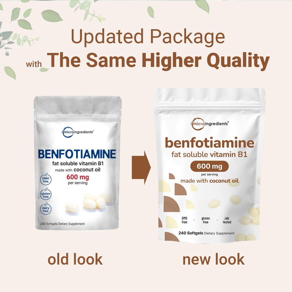 Gélules de vitamine B1 Benfotiamine avec huile de noix de coco