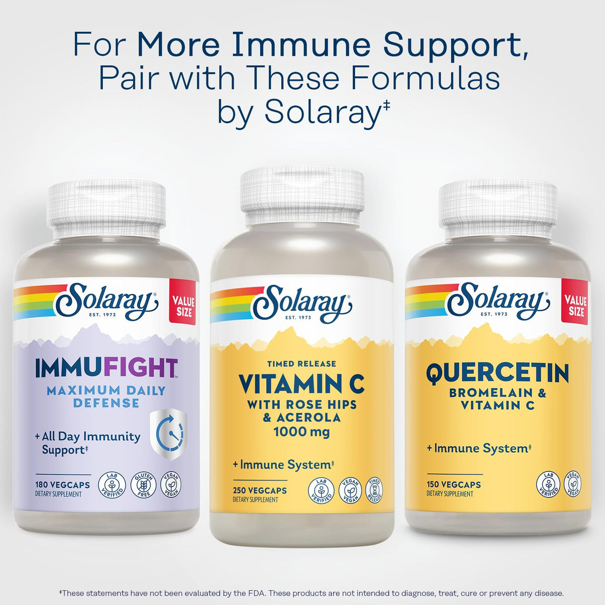 Gélules de Vitamine C 1000mg SOLARAY sur fond blanc