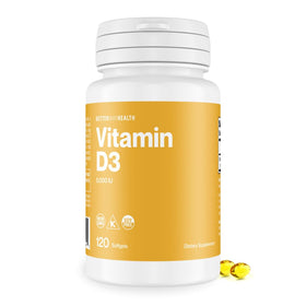 Gélules de vitamine D3 5000 IU de Better Way Health, boîte de 120 gélules