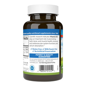 Gélules de Vitamine D3 Carlson avec étiquette visible
