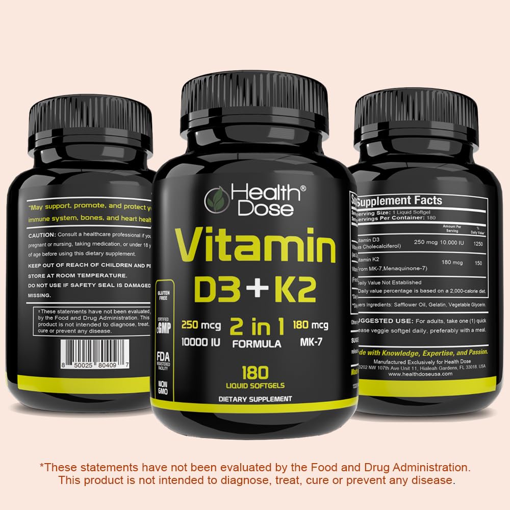 Gélules de vitamine D3 K2 Health Dose dans une main
