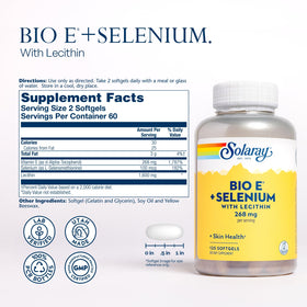 Gélules de Vitamine E 400 IU de SOLARAY sur fond blanc