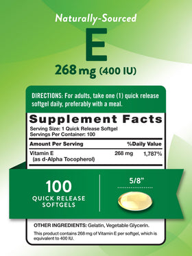 Gélules de Vitamine E Nature's Truth 400 IU avec étiquette