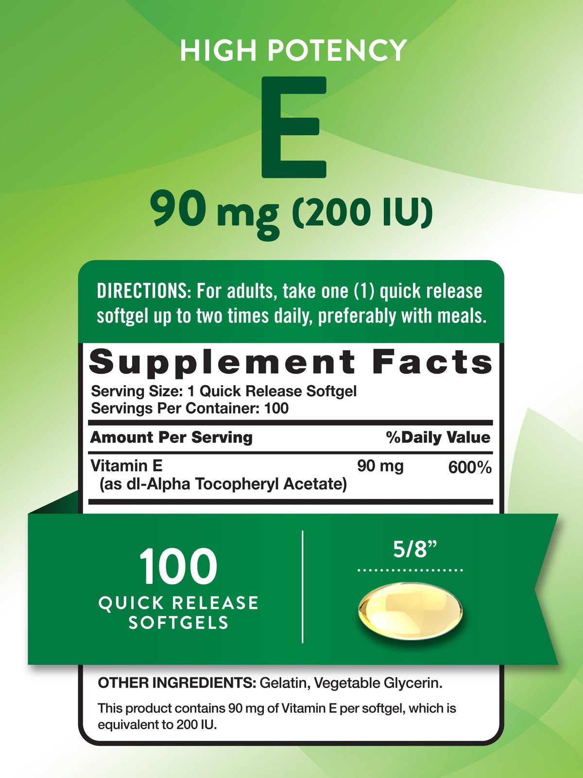 Gélules de vitamine E Nature's Truth sur fond blanc