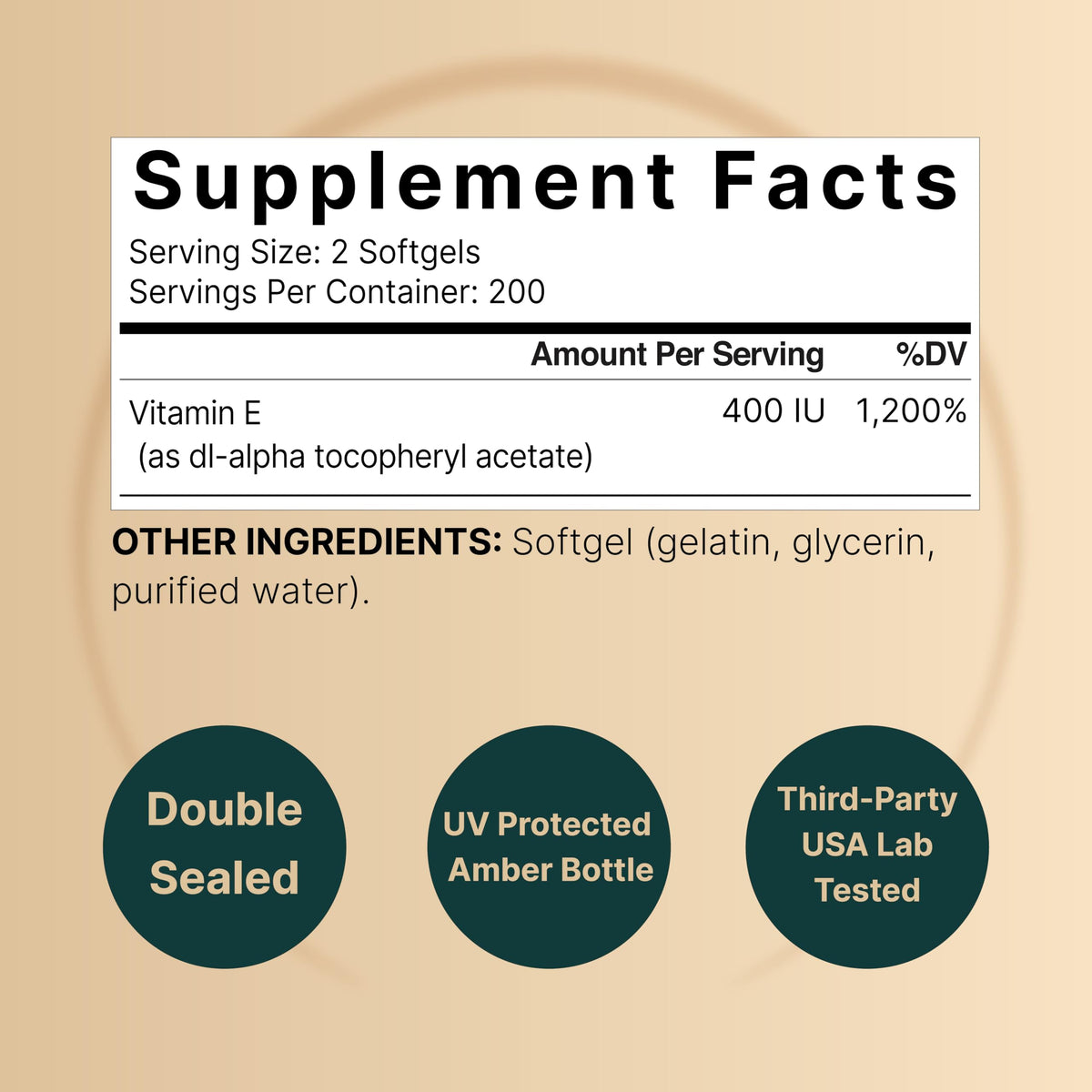 Gélules de vitamine E NatureBell, vue de près